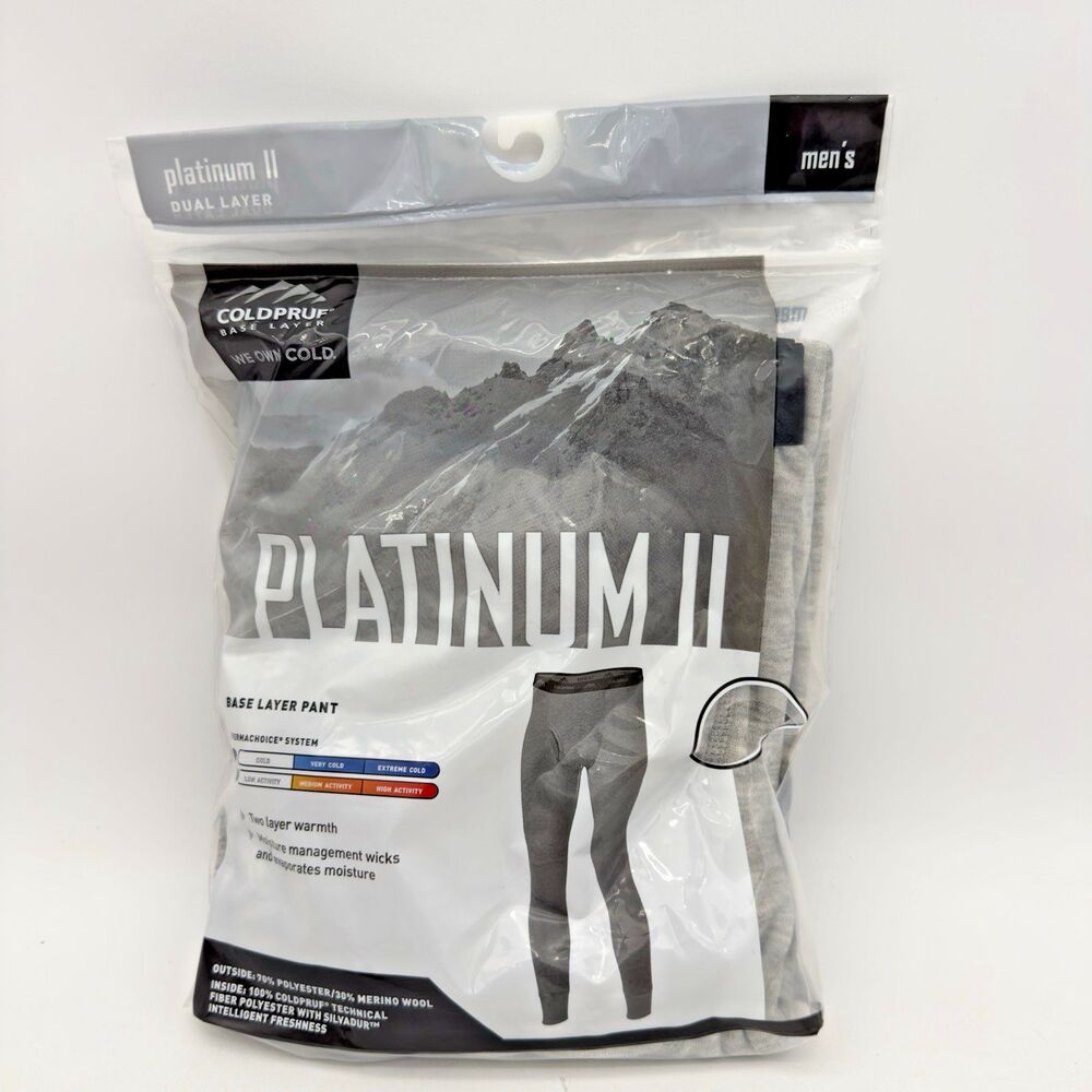 Coldpruf Base Layer Platinum ii Pants Mens Size 2XL 44-46 Gray Stretch Wicking